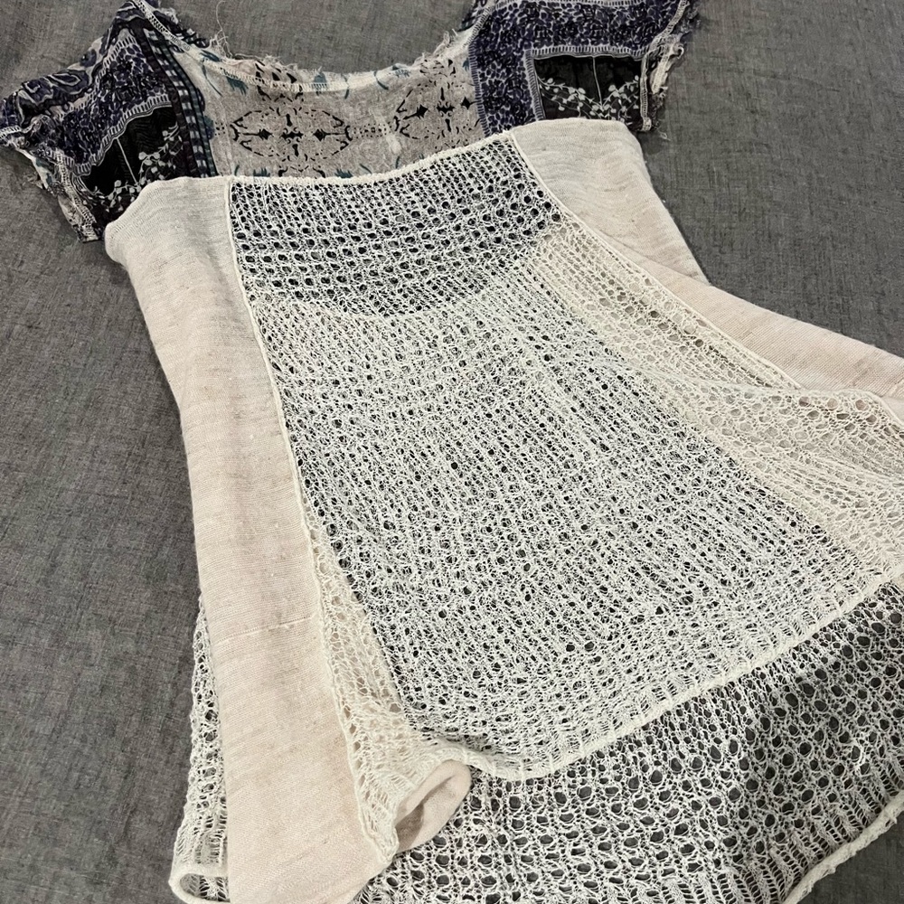 FREE PEOPLE, Summer Mesh Top Or Beach Cover, Off White, Loose Fitting, Size S
